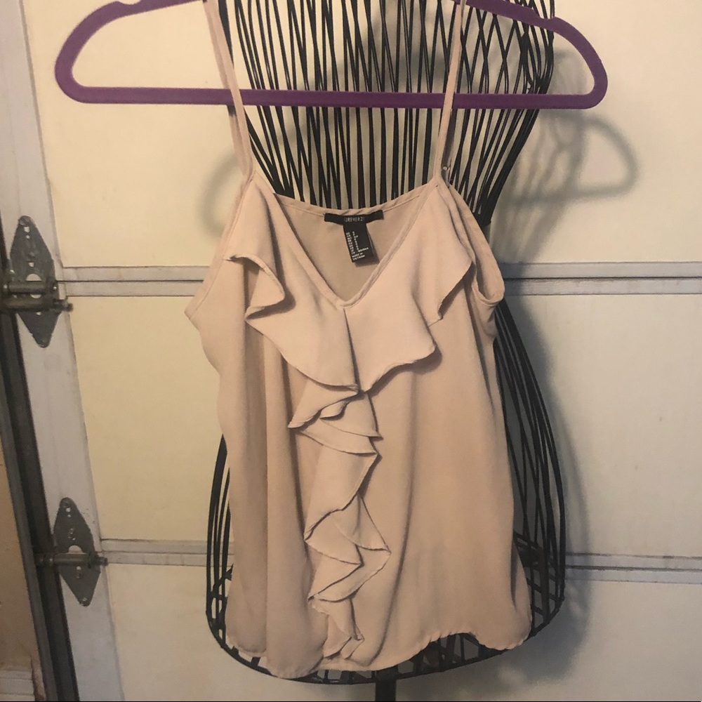 Forever 21 tank top ruffled in beige size small